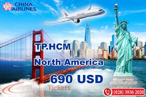 China Airlines khuyến mãi vé máy bay đặc biệt đến Bắc Mỹ