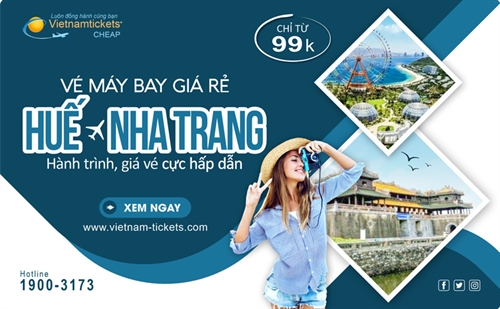 Vé máy bay Huế Nha Trang giá rẻ CỰC HẤP DẪN: chỉ từ 99.000đ
