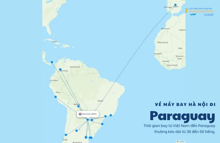 vé máy bay đi Paraguay chặng bay