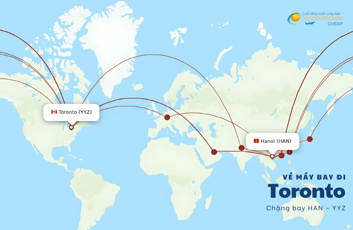 vé máy bay Hà Nội đi Toronto chặng bay