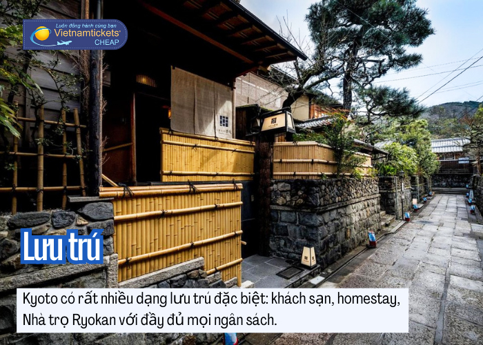 Kyoto có rất nhiều dạng lưu trú đặc biệt, có thể là khách sạn, có thể là homestay, hay nhà trọ