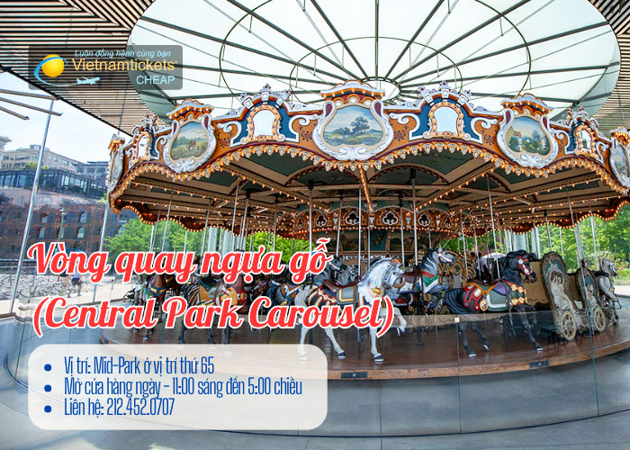 Vòng quay ngựa gỗ (Central Park Carousel) phục vụ du khách suốt cả tuần