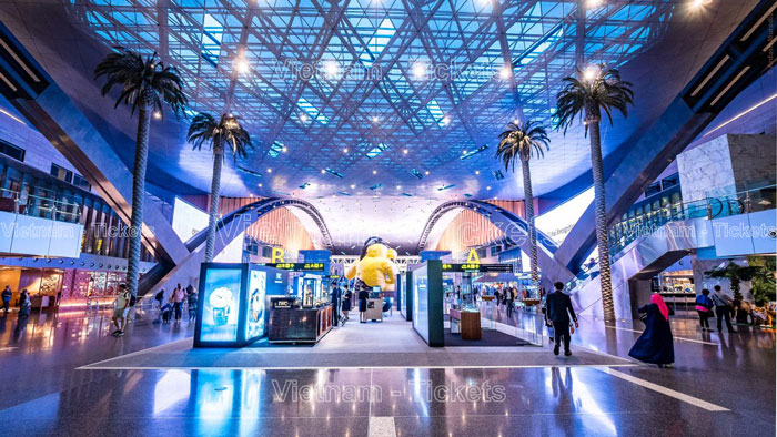 Sân bay Quốc tế Hamad (DOH), Qatar khai trương vào năm 2014 với kiến trúc tuyệt đẹp và hiện đại