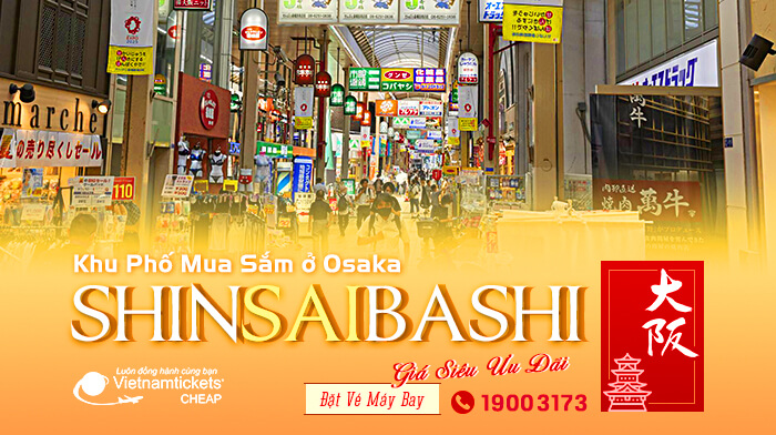 Khu phố mua sắm Shinsaibashi ở Osaka Nhật Bản