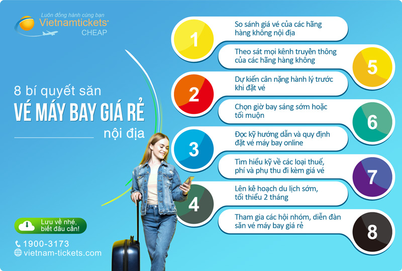 8 Bí quyết săn vé máy bay giá rẻ đi nội địa