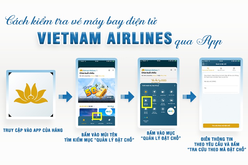 Cách kiểm tra vé máy bay điện tử Vietnam Airlines qua App