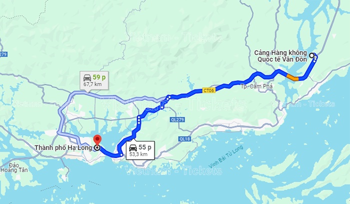 Từ sân bay Vân Đồn đón taxi đi khoảng 1 giờ về trung tâm Hạ Long | Chơi gì ở Hạ Long 1 ngày