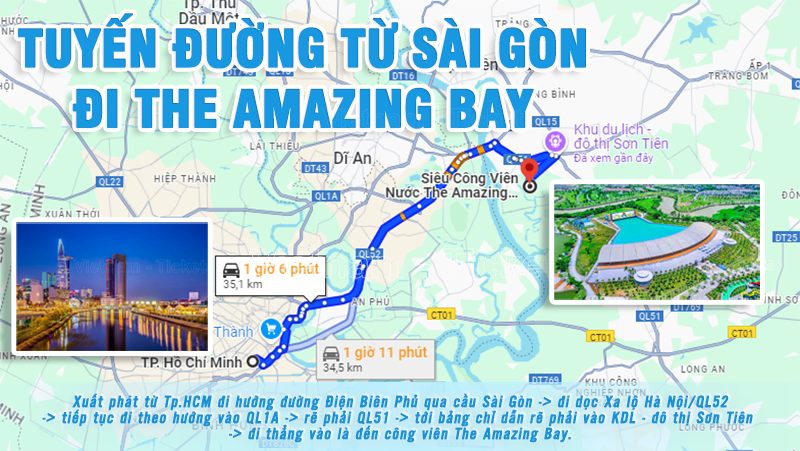 Tuyến đường đi từ Sài Gòn đến The Amazing Bay | Công viên nước lớn nhất Việt Nam