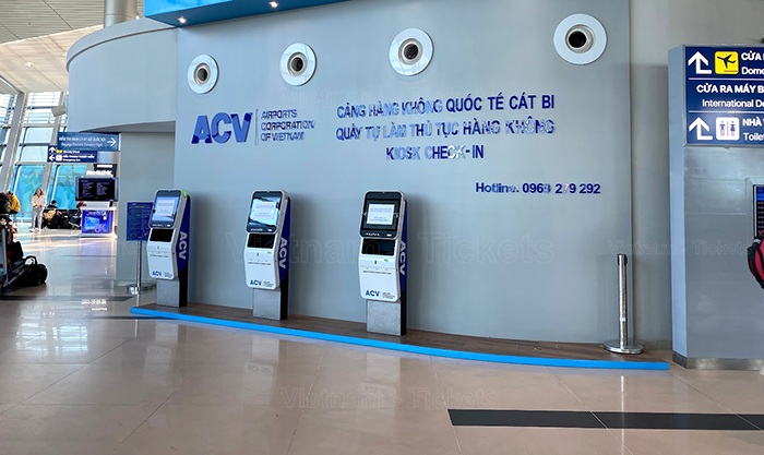 Khu vực Kiosk check-in tự động sân bay Cát Bi | Đi từ sân bay Cát Bi về trung tâm Hải Phòng