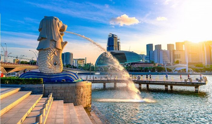 Công viên Merlion nổi bật với bức tượng sư tử mang tính biểu tượng của Singapore