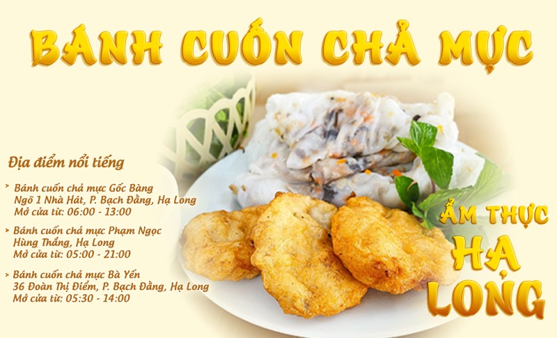 Bánh cuốn chả mực | Food tour Hạ Long