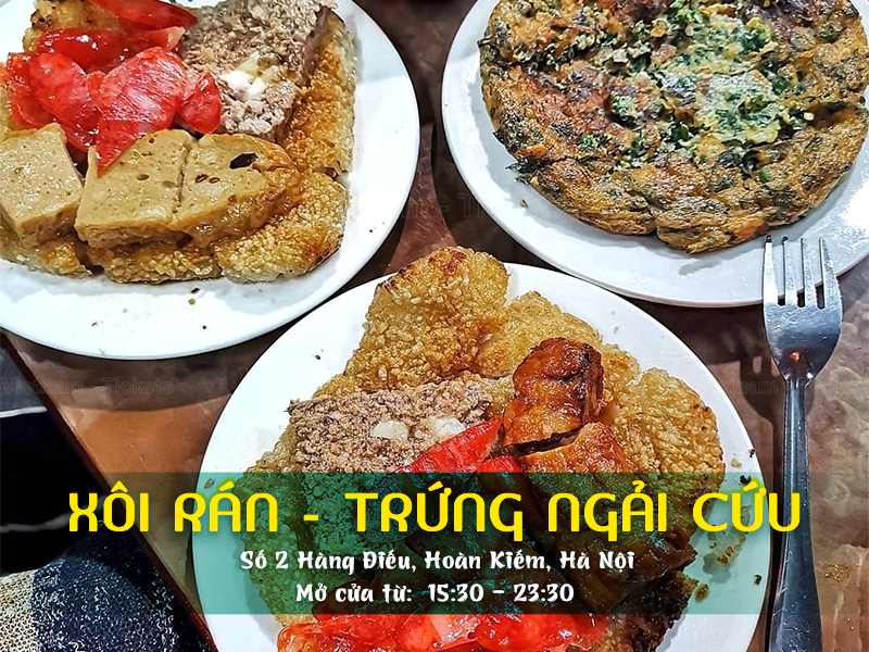 Xôi rán, trứng ngải cứu | Food tour Hà Nội