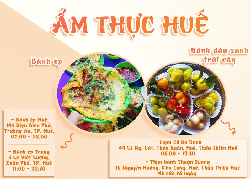 Bánh ép & bánh đậu xanh trái cây | Food tour Huế  ​