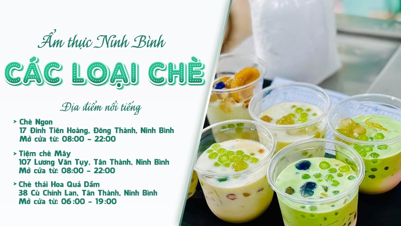 Các loại chè, kem dừa & sữa chua dẻo | Food tour Ninh Bình