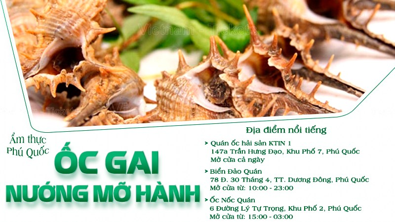 Ốc gai nướng mỡ hành | Food tour Phú Quốc