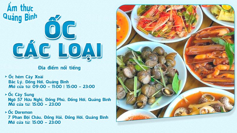 Các loại ốc | Food tour Quảng Bình