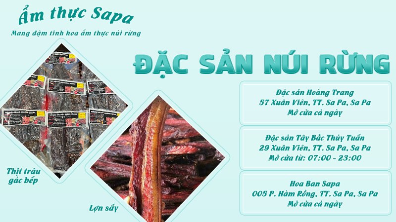 Thịt trâu gác bếp & lợn cắp nách sấy | Food tour Sapa