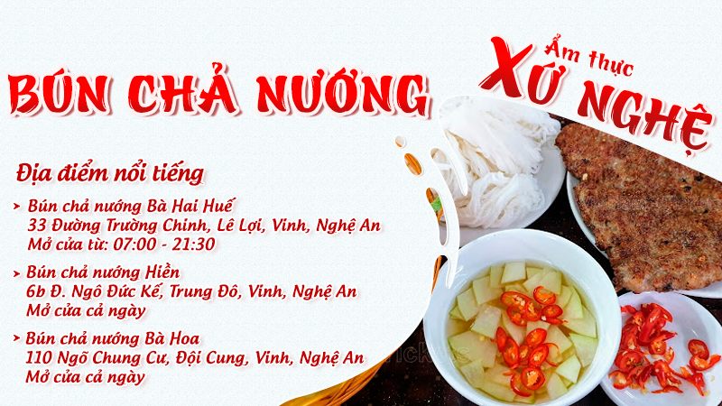 Bún chả nướng | Food tour Vinh