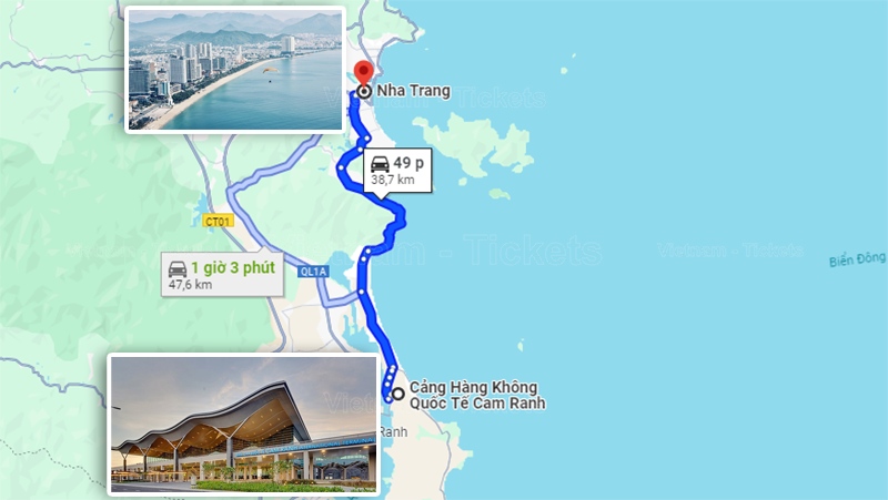 Quãng đường từ sân bay vào trung tâm thành phố Nha Trang bạn sẽ di chuyển tầm 50 phút | Sân bay Cam Ranh Khánh Hòa