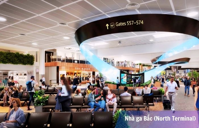 Nhà ga Bắc (North Terminal) tại sân bay Gatwick bao gồm các khu vực khác nhau