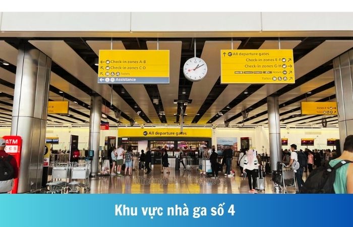 Khu vực nhà ga số 4 bao gồm sảnh đến, sảnh đi và các quầy kiểm tra an ninh