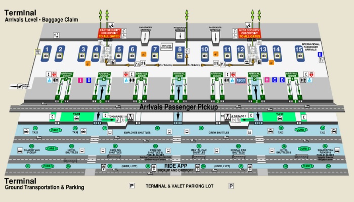 Sơ đồ tầng 1 nhà ga sân bay Washington Dulles