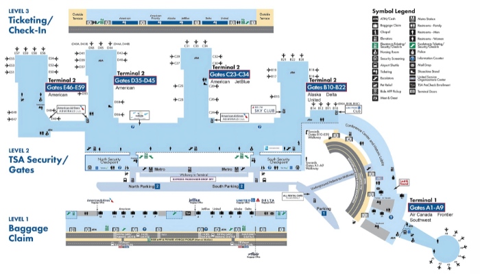 Sơ đồ nhà ga sân bay Ronald Reagan Washington