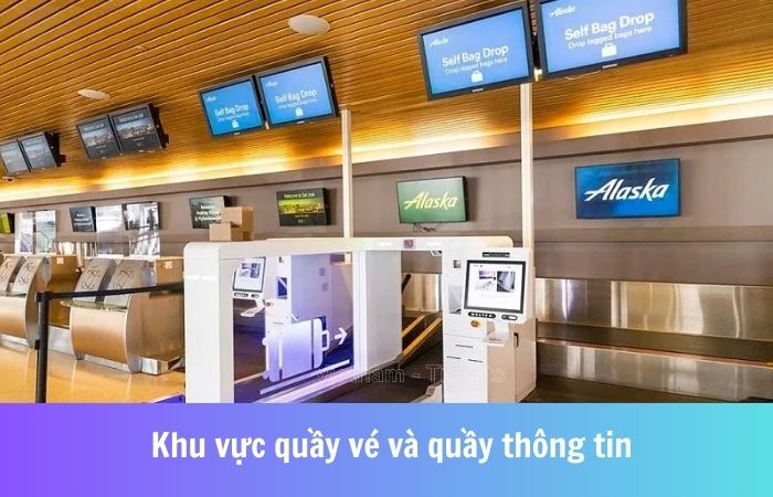 Khu vực quầy vé và quầy thông tin tại sân bay San Jose