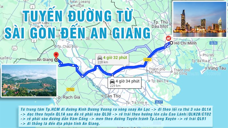 Gợi ý tuyến đường QL1A từ Sài Gòn đi An Giang nhanh chóng - thuận tiện | Từ Tp.HCM đến An Giang bao nhiêu km