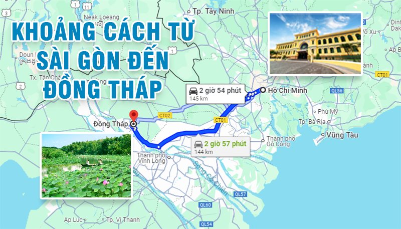 Khoảng cách từ Sài Gòn đến Đồng Tháp khoảng 144km và mất hơn 2 giờ di chuyển | Từ Tp.HCM đi Đồng Tháp bao nhiêu km