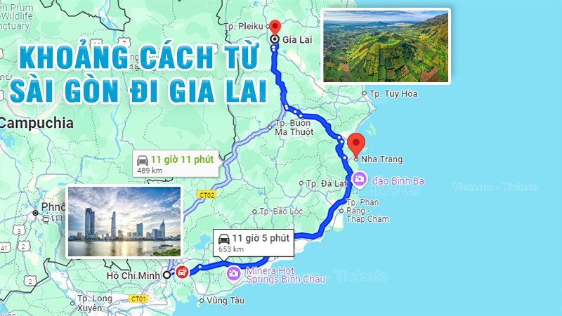 Từ Sài Gòn bạn sẽ đi quãng đường khoảng 650km để đến Gia Lai | Từ Tp.HCM đi Gia Lai bao nhiêu km