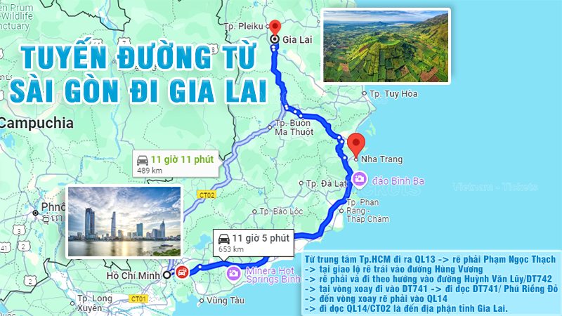 Tuyến đường phổ biến từ Sài Gòn đến Gia Lai | Từ Tp.HCM đi Gia Lai bao nhiêu km