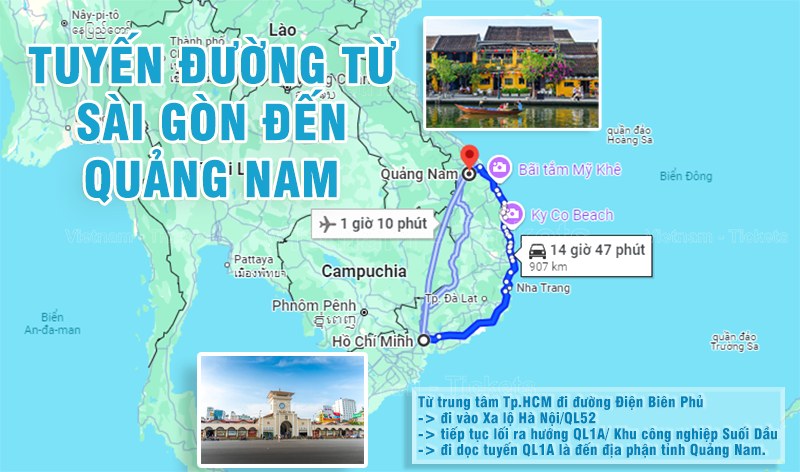 Bạn có thể đi theo tuyến đường này để đến Quảng Nam | Từ Tp.HCM đi Quảng Nam bao nhiêu km