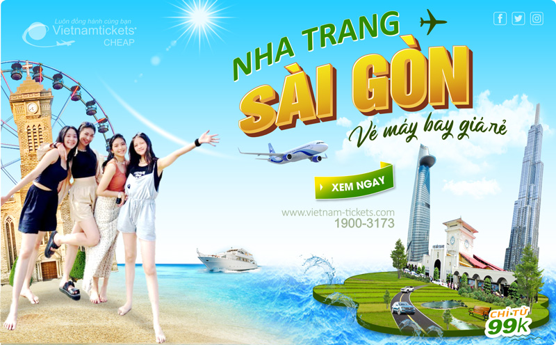 HOT vé máy bay Nha Trang Sài Gòn giá rẻ chỉ từ 99K - Book nhanh kẻo lỡ