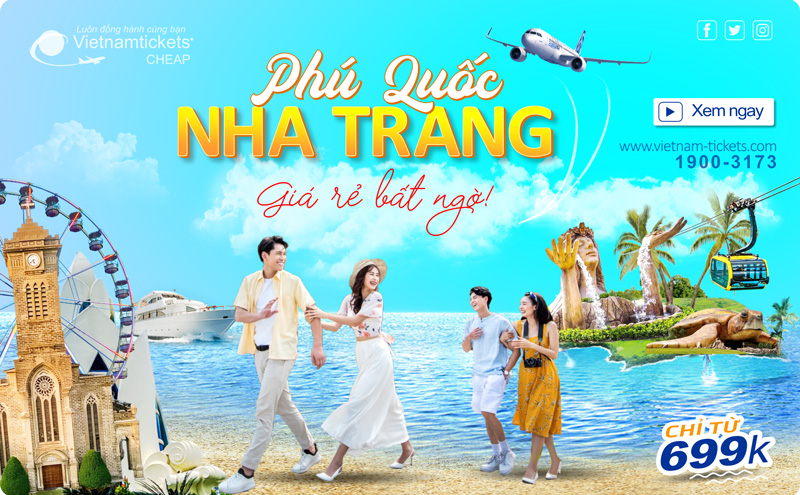 Vé máy bay từ Phú Quốc đi Nha Trang chỉ từ 699K - Book ngay hôm nay, vé rẻ về tay